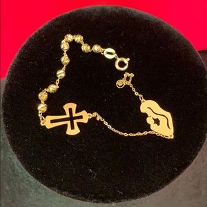 Women Rosary bracelet 18K Real Saudi Gold